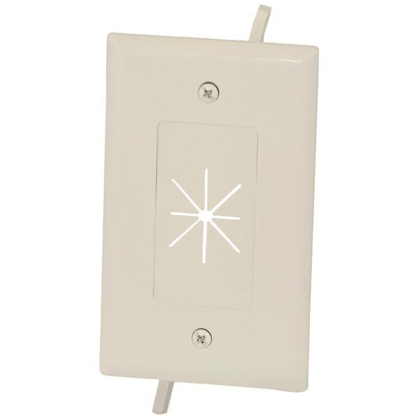 Datacomm Electronics 45-0014-la 1-gang Cable Plate With Flexible Opening (light Almond)