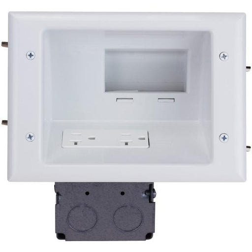 Datacomm Electronics 45-0072-wh Recessed Low-voltage Mid-size Plate With 20a Duplex Receptacle