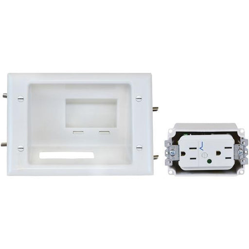 Datacomm Electronics 45-0081-wh Recessed Low-voltage Mid-size Plate (includes Duplex Surge Suppres
