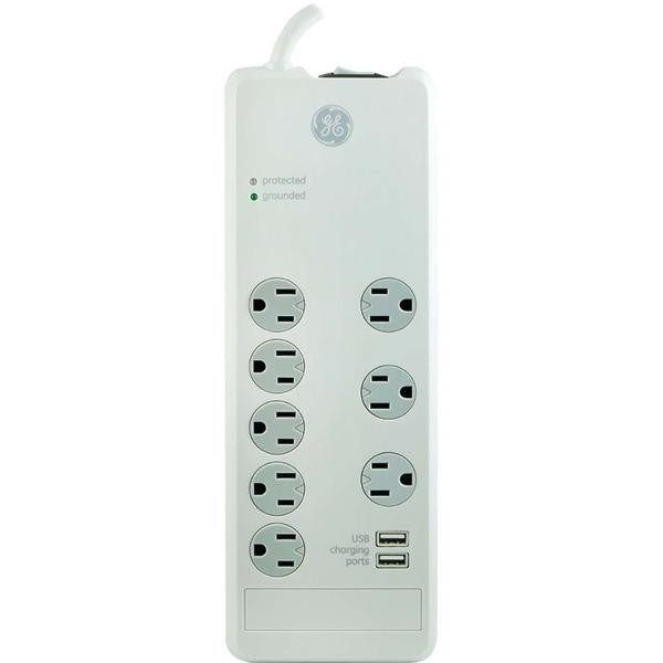 GE 13475 8-Outlet Surge Protector with 2 USB Ports