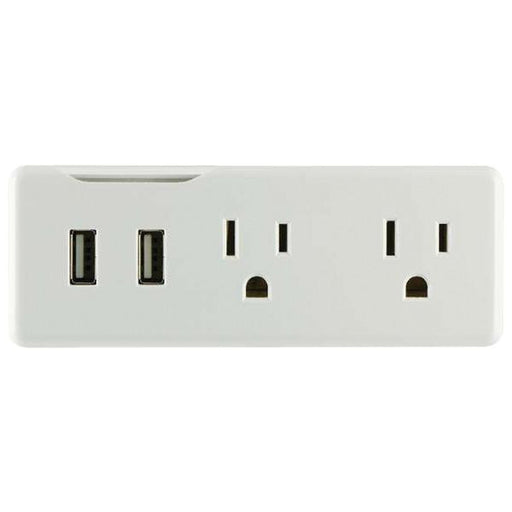 GE 25337 2-Outlet Power Station Wall Tap with 2 USB Outlets