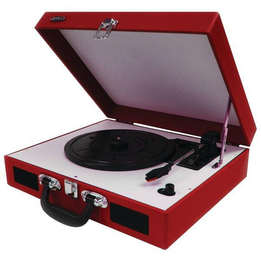 Jensen Jta-410-r Portable 3-speed Stereo Turntable With Built-in Speakers (red)