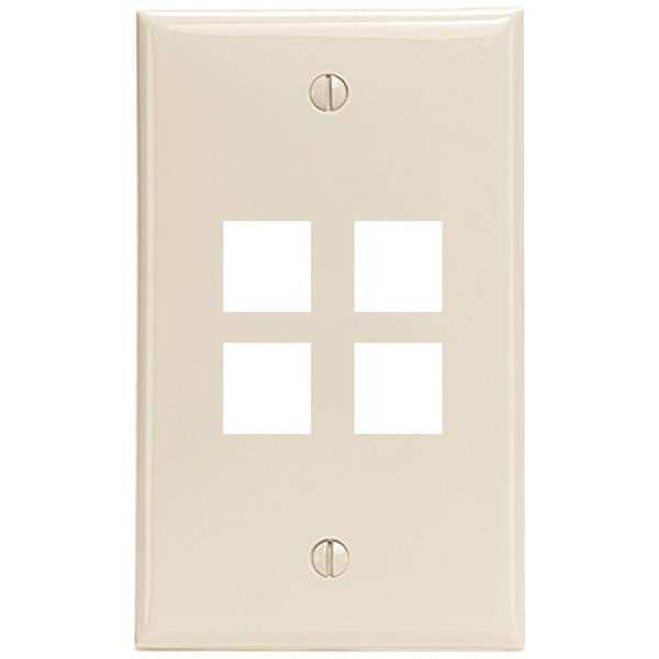 Leviton 41080-4tp Quickport(r) Wall Plate (4 Port; Light Almond)