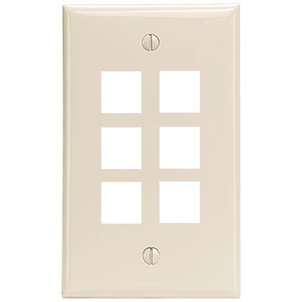 Leviton 41080-6tp Quickport(r) Wall Plate (6 Port; Light Almond)