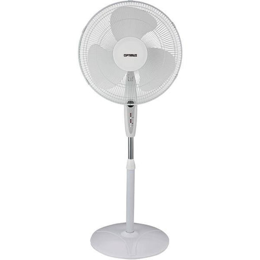 Optimus F-1672wh 16" Oscillating Stand Fan With Remote (white)