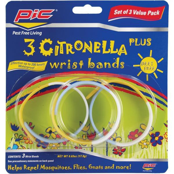Pic Band3 Pic Citronella Plus Wristband, 3 Ct