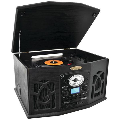 PYLE HOME PTCDS7UBTB Bluetooth(R) Retro Vintage Classic Style Turntable Vinyl Record Player with Vinyl-to-MP3 Recording (Black)