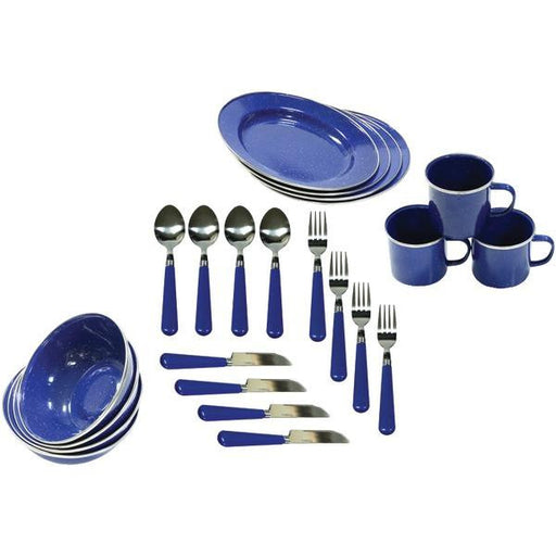 Stansport 11220 Enamel Camping 24-piece Tableware Set