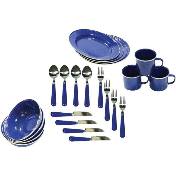 Stansport 11220 Enamel Camping 24-piece Tableware Set