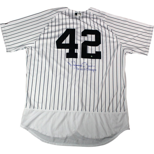 Mariano Rivera Signed New York Yankees #42 Authentic Pinstripe Jersey w/ "5x WS Champ" Insc (Signed Below Number)