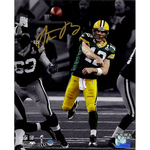 Aaron Rodgers Signed 'Spotlight Pass' 8x10 Photo (Signed in Gold)