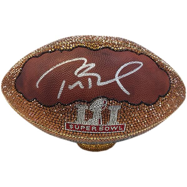 Tom Brady Signed NFL Football with Swarovski Crystal Decoration (L/E 1) - With Case