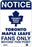 Toronto Maple Leafs Fans Only 8x12 Aluminum Sign