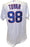 Edgar Tovar (BP Catcher) Jersey - Chicago Cubs 2011 Game Worn #98 Spring Training Home Pinstripe Cool Base  Jersey (48)