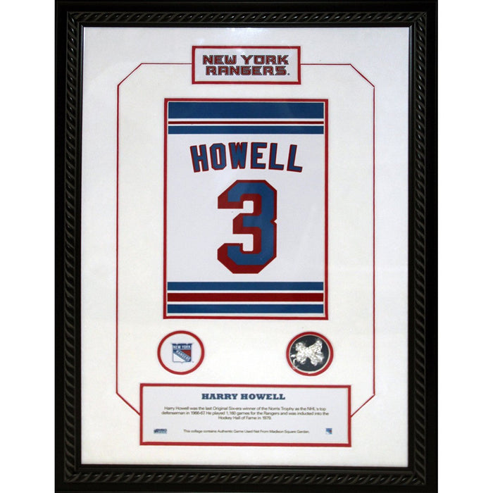 Harry Howell #3 Retired Number NY Rangers 14x20 Framed Collage w/ Nameplate