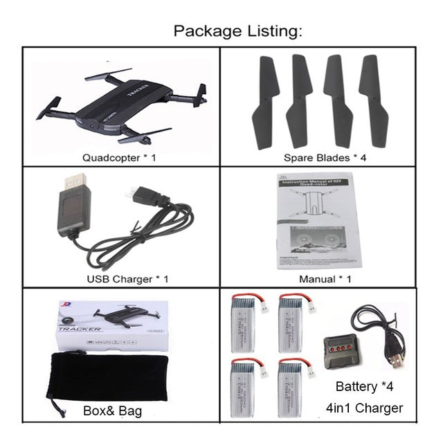 Selfie Drone JXD 523W  JXD 523 Tracker Foldable Mini Rc Drone with Wifi FPV Camera Altitude Hold Headless Mode RC Helicopter