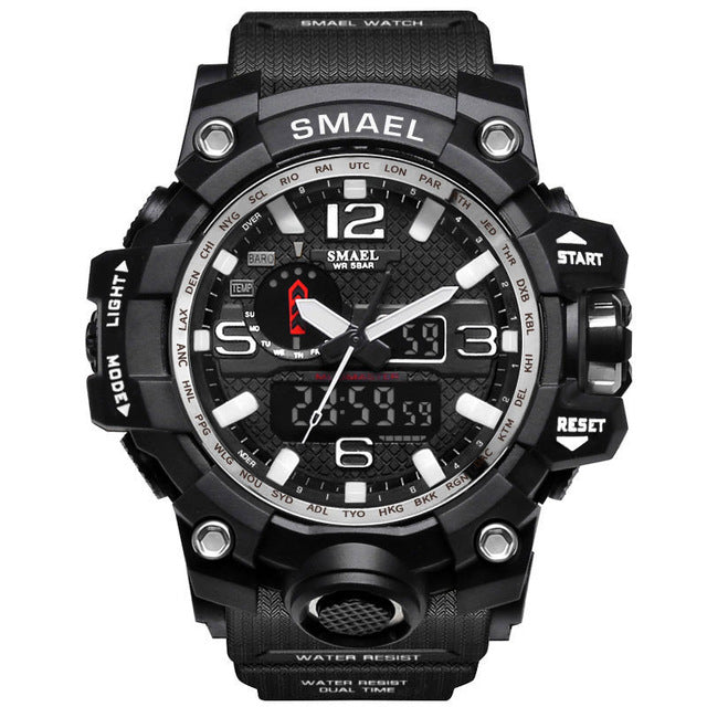 New Best Seller Men's Military Watch 50m Waterproof LED Quartz Clock Sports Watch, Luminous, Multiple Time Zones, Shock Resistant, Many Colors