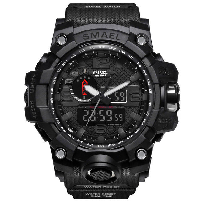 New Best Seller Men's Military Watch 50m Waterproof LED Quartz Clock Sports Watch, Luminous, Multiple Time Zones, Shock Resistant, Many Colors