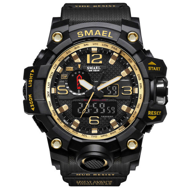 New Best Seller Men's Military Watch 50m Waterproof LED Quartz Clock Sports Watch, Luminous, Multiple Time Zones, Shock Resistant, Many Colors