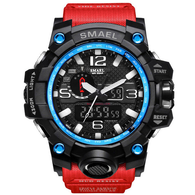New Best Seller Men's Military Watch 50m Waterproof LED Quartz Clock Sports Watch, Luminous, Multiple Time Zones, Shock Resistant, Many Colors