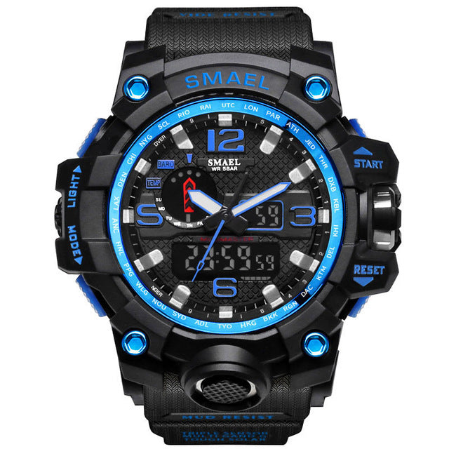 New Best Seller Men's Military Watch 50m Waterproof LED Quartz Clock Sports Watch, Luminous, Multiple Time Zones, Shock Resistant, Many Colors