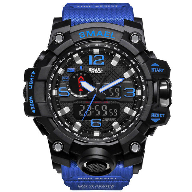 New Best Seller Men's Military Watch 50m Waterproof LED Quartz Clock Sports Watch, Luminous, Multiple Time Zones, Shock Resistant, Many Colors