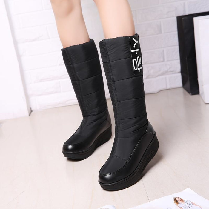 MEMUNIA Sweet Shoes Size 35-44 Ladies Snow Boots Wedges Heels Slip On Women's Winter Boots Fur Inside Mid-Calf Boots
