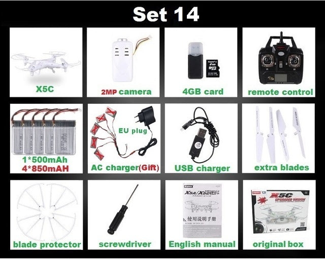 SYMA X5C (Upgrade Version) RC Drone 6-Axis Remote Control Helicopter Quadcopter With 2MP HD Camera or X5 RC Dron No Camera