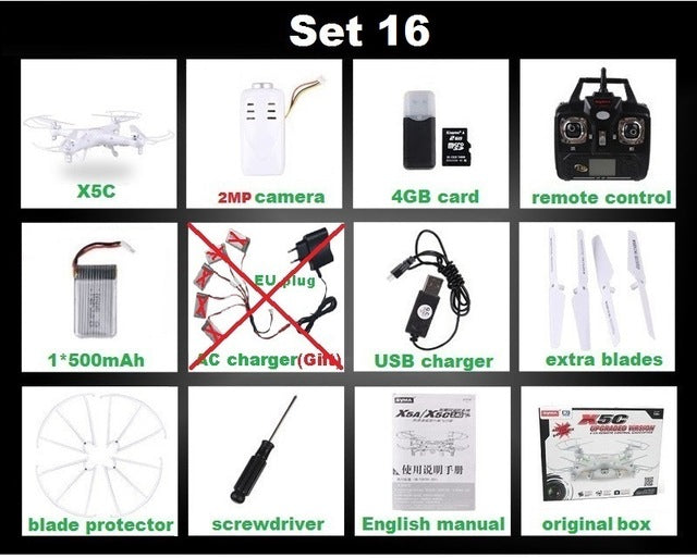 SYMA X5C (Upgrade Version) RC Drone 6-Axis Remote Control Helicopter Quadcopter With 2MP HD Camera or X5 RC Dron No Camera