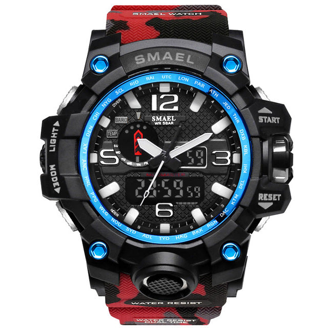 New Best Seller Men's Military Watch 50m Waterproof LED Quartz Clock Sports Watch, Luminous, Multiple Time Zones, Shock Resistant, Many Colors