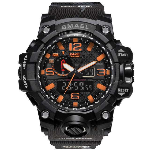New Best Seller Men's Military Watch 50m Waterproof LED Quartz Clock Sports Watch, Luminous, Multiple Time Zones, Shock Resistant, Many Colors