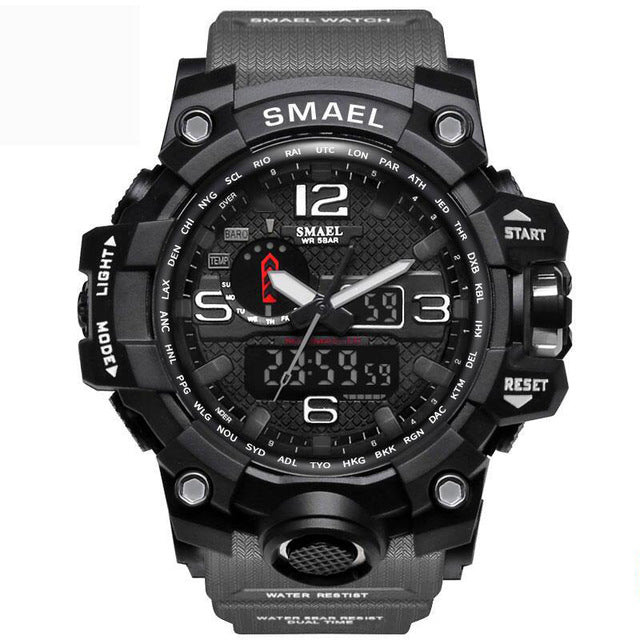 New Best Seller Men's Military Watch 50m Waterproof LED Quartz Clock Sports Watch, Luminous, Multiple Time Zones, Shock Resistant, Many Colors