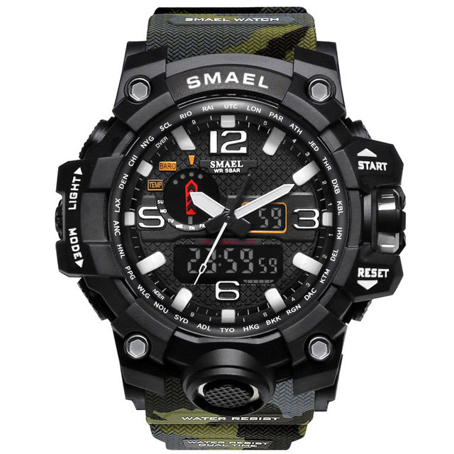 New Best Seller Men's Military Watch 50m Waterproof LED Quartz Clock Sports Watch, Luminous, Multiple Time Zones, Shock Resistant, Many Colors