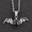 Gothic Black Stone Vampire Bat Necklace